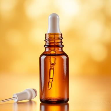 Fläschchen mit Propolis-Tropfen und Pipette.