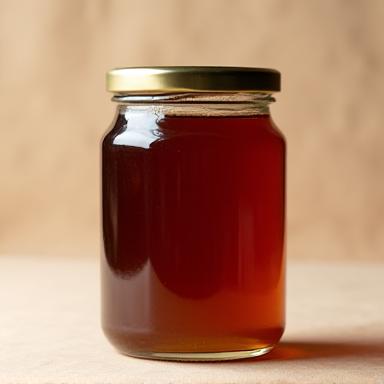 Glas mit dunklem Bio-Waldhonig.